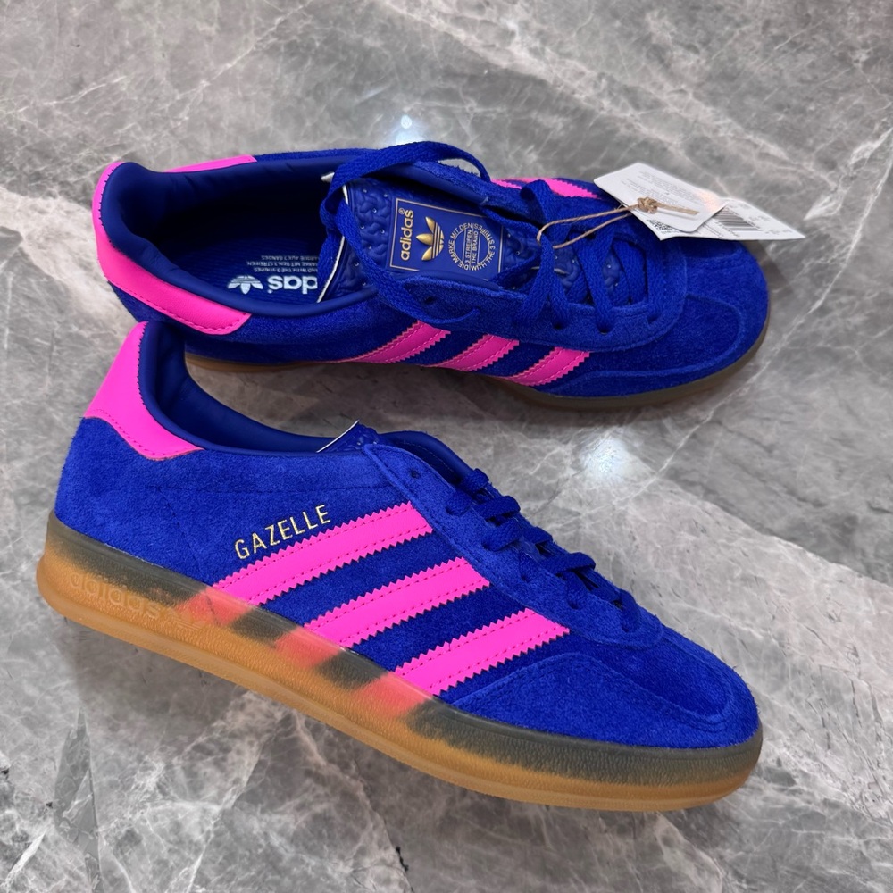 Adidas Gazelle Blue and Pink Sneakers
